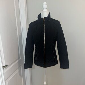 Guess Black Quilted  Jacket with Gold Accents